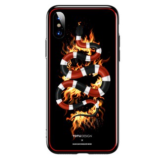 TOTU iPhoneXS/X防摔殼鋼化玻璃背板手機殼 暗黑珊瑚蛇