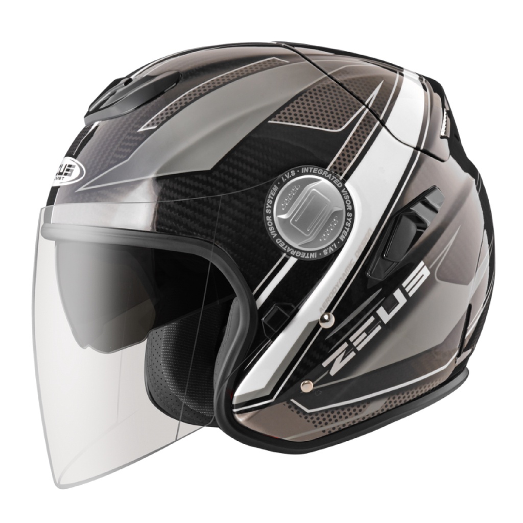 [安信騎士]ZEUS 瑞獅 ZS-625 彩繪 透明碳纖 FF25 灰 半罩 3/4 安全帽 DOT 625