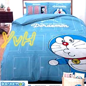 =YvH=床包 枕套 涼被 被套 台灣製造正版授權 哆啦A夢 便利門 單人 雙人 Doraemon 小叮噹 DM 藍色