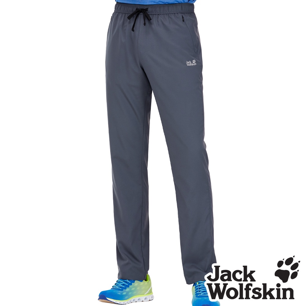 【Jack wolfskin 飛狼】男 鬆緊設計涼感休閒長褲 登山褲『藍灰』