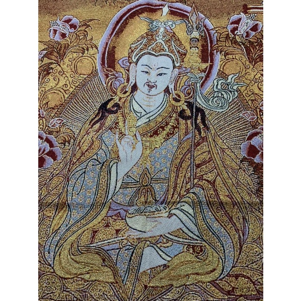 3013連西藏傳老唐卡針織繡佛像非新品蓮花生大士金裝版蓮花生大師