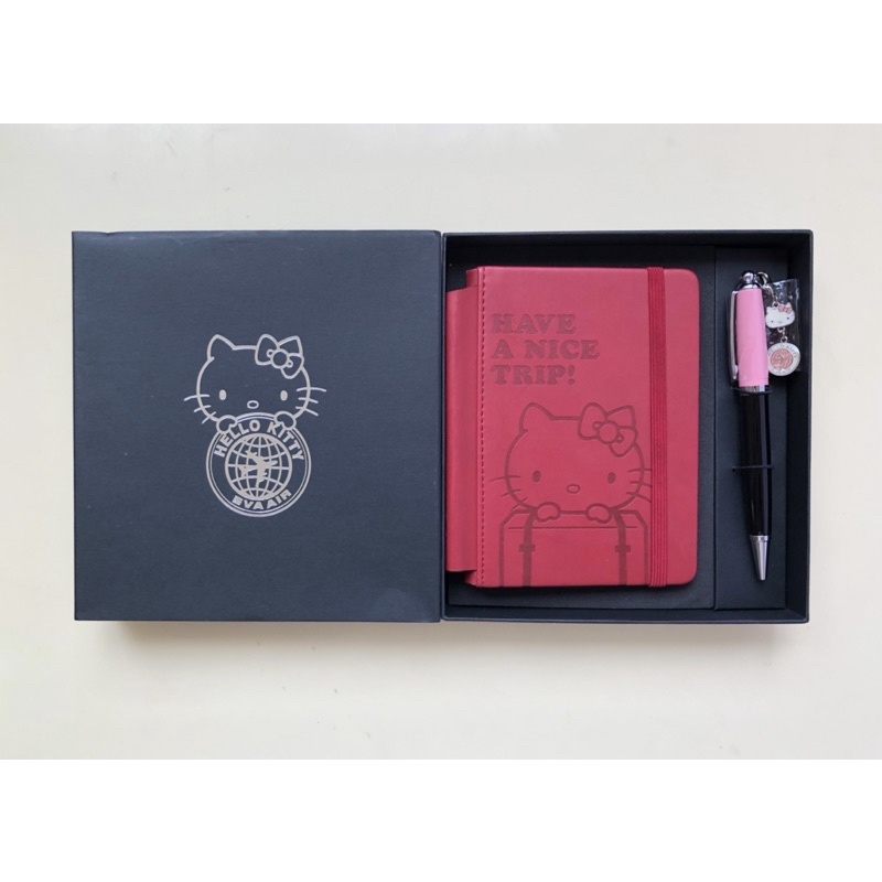 全新 正品 長榮航空 Hello Kitty 文具組 皮革筆記本 原子筆 記事本 三麗鷗 禮物