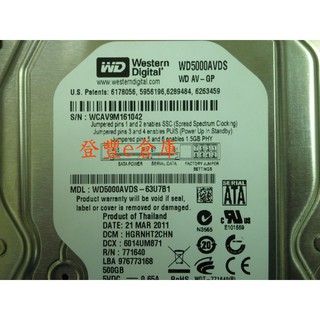 【登豐e倉庫】 YF73 WD5000AVDS-63U7B1 500G SATA2 硬碟