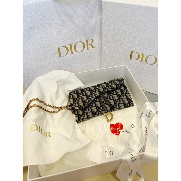 Dior提花長錢包配鍊帶