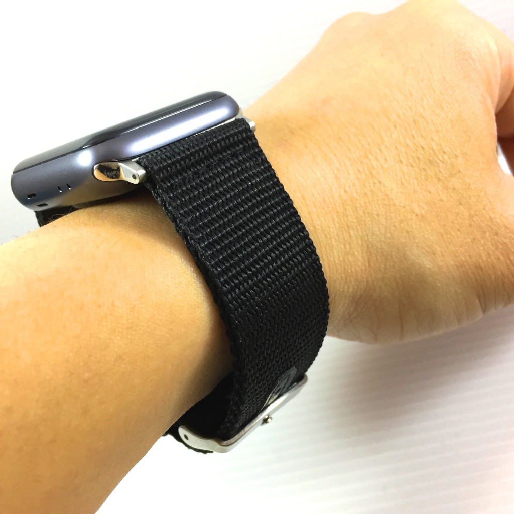 Apple Watch 2 3 4 5 代 專用 黑色 寬版 尼龍 錶帶 加厚 輕盈舒適 38 40 42 44