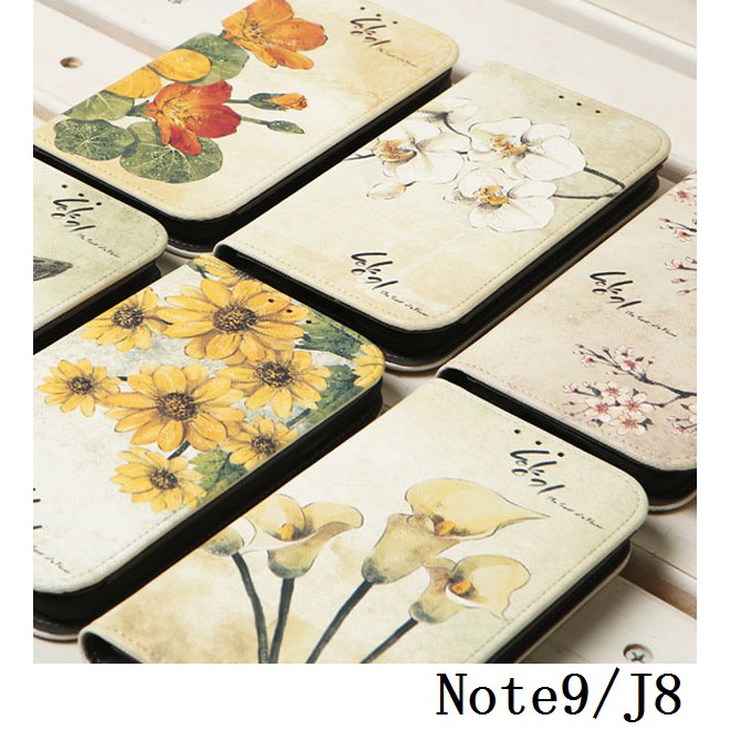 韓國花系列彩繪皮套-1 三星 Note9 J8 A60 A40s A70 A20 手機殼手機套保護殼保護套軟殼