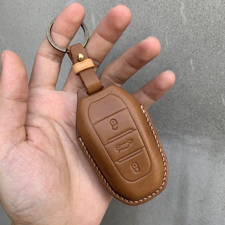 Shao Leather Peugeot 汽車鑰匙皮套 3008 508 5008 KEY LESS GO 鑰匙包鑰匙套