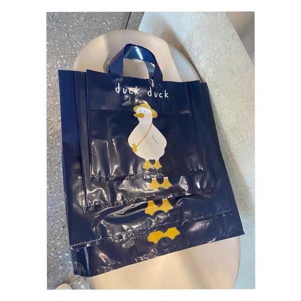 🧡現貨🧡27*27*10 藍色 鴨子 塑膠手提袋 PE塑膠袋 手提袋 購物袋 包裝材料 童裝袋 女裝袋 包材 塑膠袋