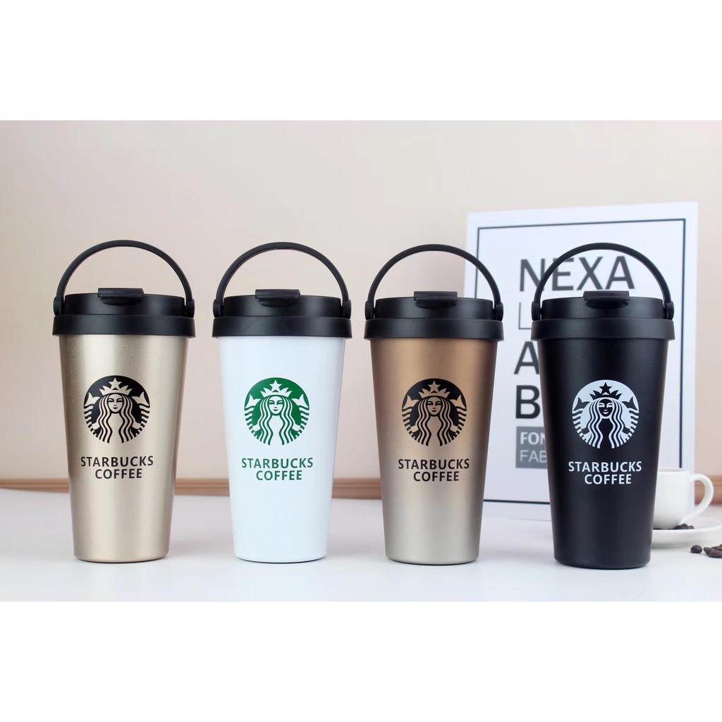 熱賣韓式starbucks 星巴克咖啡杯304不鏽鋼手提保溫杯隨行水杯環保輕便真空水瓶情侶杯 蝦皮購物