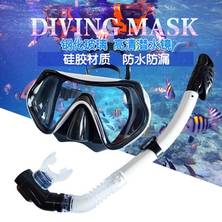 成人兒童硅膠潛水眼鏡專業浮潛三寶全乾式呼吸管高清游泳大框面罩
