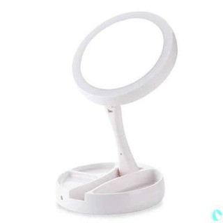 【臺韓家】圓型LED折疊鏡 摺疊化妝鏡 LED燈 補光化妝鏡 10倍放大鏡 360度旋轉 雙面鏡子 梳妝鏡「臺灣現貨」