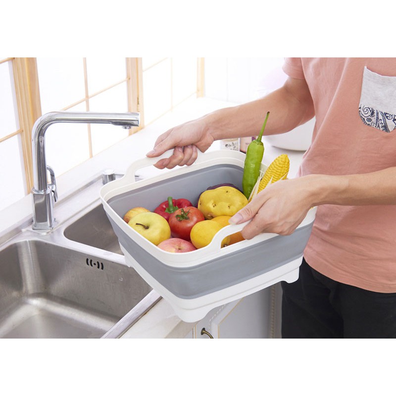 現貨-移動水槽 洗菜籃 蔬果 瀝水籃 移動式水槽 折疊式洗菜籃 矽膠 露營用品 可折疊水槽