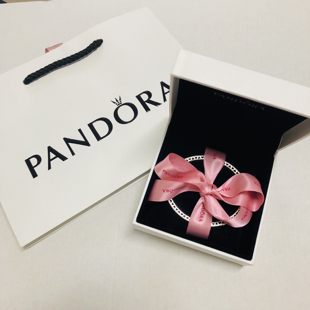 [全新正品] Pandora 潘朵拉之心 鑲鑽 愛心雕花 手鐲 手環 桃紅