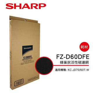 【SHARP 夏普】 蜂巢狀活性碳濾網 FZ-D60DFE(適用KC-JD/JH60/JE70T)