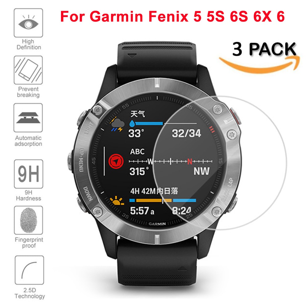 【3片裝】Garmin手錶膜 Garmin Fenix 5 5s 6S 6X 6 超透明鋼化玻璃薄膜 高級螢幕保護玻璃