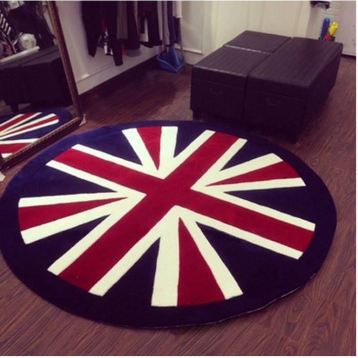 寰宇歐洲風 CP20003特色 英國國旗  圓形高級手工晴綸地毯/地墊 可訂做