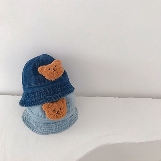 韓國INS兒童牛仔漁夫帽子可愛小熊兒童個性潮帽子男女寶寶凹造型遮陽盆帽