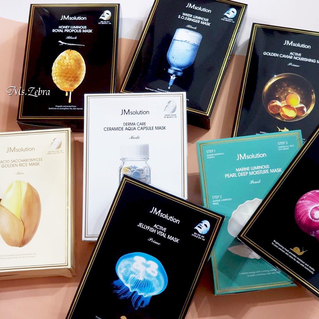 現貨 Ms Zebra Jm Solution Jm 面膜蜂蜜水光珍珠亮采保濕蠶絲膠囊sos急救魚子醬 蝦皮購物
