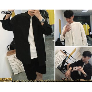【j.z world 小版男裝】獨家預購款 無印風 立領襯衫 日韓潮流 熱賣爆款百搭襯衫 亨利領造型 棉麻襯衫