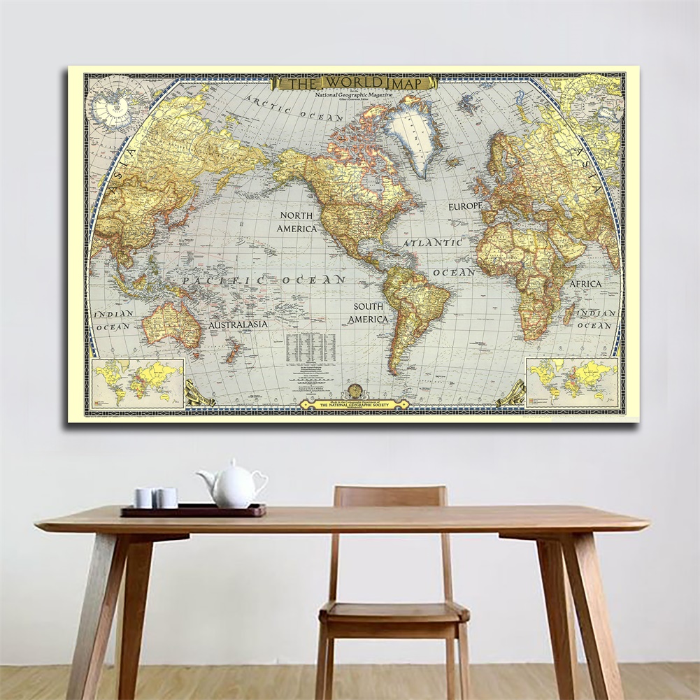 {GOOD} 復古世界地圖--大地圖海報印刷壁掛藝術背景布牆裝飾