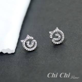【現貨】Chi Chi 貓咪系列可愛造型鋯石耳釘-TE-1002