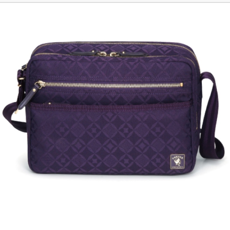Porter正品 紫色緹花布 側背包