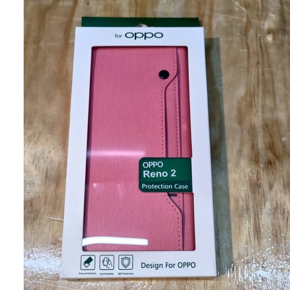 【出清產品】OPPO原廠RENO2粉色側掀式皮套