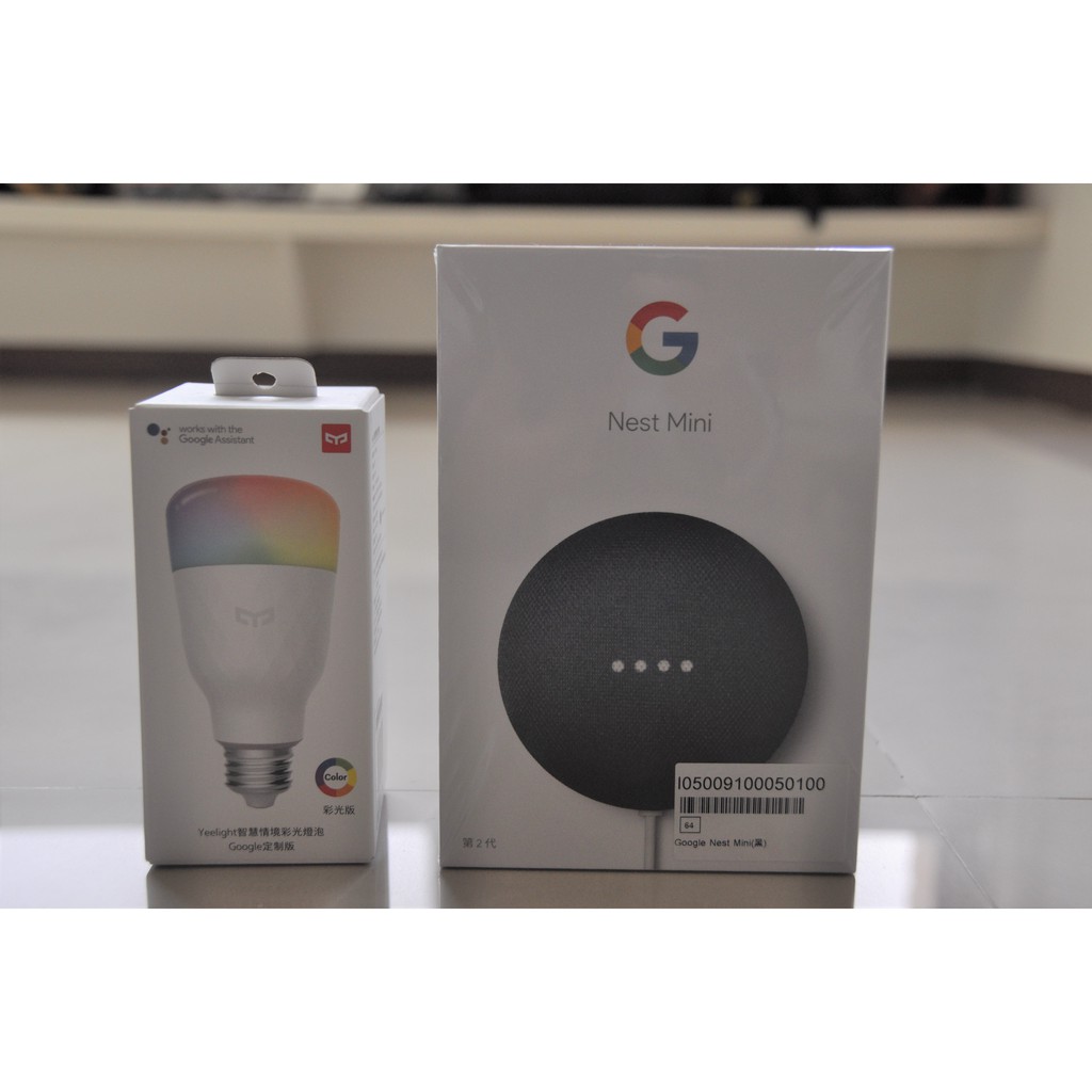 Google Nest Mini 智慧音箱 2代+Yeelight智慧燈泡