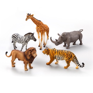【玩具兄妹】現貨/collectA專區// 5入野生動物禮盒 長頸鹿+斑馬+獅子+犀牛+老虎 英國高擬真模型
