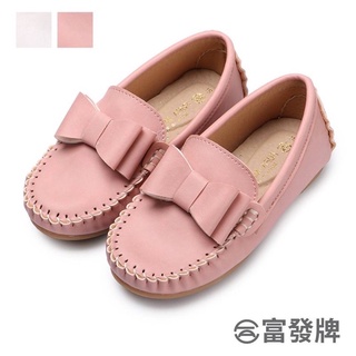 富發牌FUFA-臺灣製/粉色超可愛立體蝴蝶結樂福軟底女童豆豆鞋公主鞋夢幻懶人鞋娃娃鞋包鞋休閒鞋二手