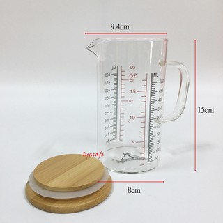 ✨愛鴨咖啡✨Gamma Cafe 玻璃量杯 玻璃刻度量杯 附竹蓋 雙面刻度 500ml