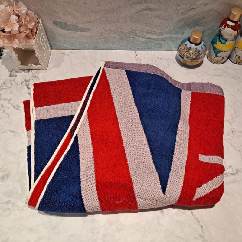 時尚浴巾（英國國旗款），台灣製，純棉，親膚，柔軟，透氣，吸濕，健康