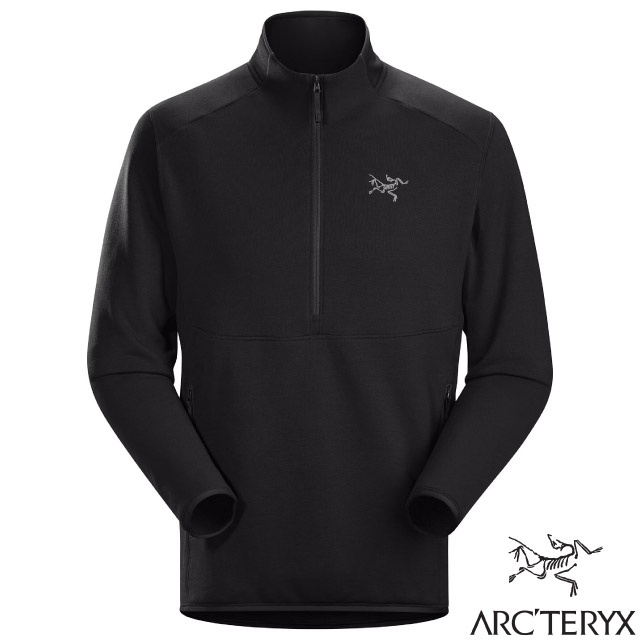 【ARCTERYX 始祖鳥】男款彈性透氣保暖刷毛套頭衫 Kyanite AR Polartec_黑_27967