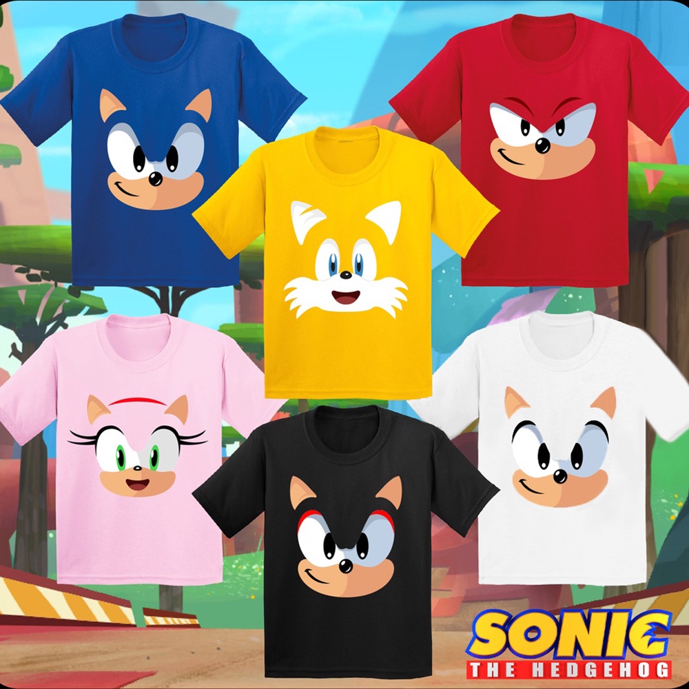 Sonic The Hedgehog Face Tee 兒童衣服朋友襯衫卡通兄弟姐妹 T 恤女孩男孩搞笑兒童衣服