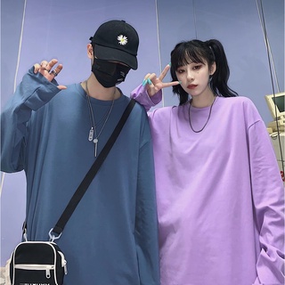 【COUPLE】長袖T恤男秋季潮流寬鬆內搭上衣港風潮牌💕情侶💕純色打底衫衛衣
