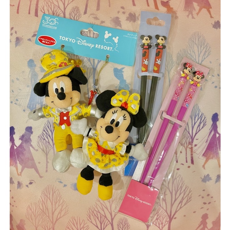 迪士尼30週年 米奇米妮 吊飾娃娃 對筷 筷子 全新 絕版品