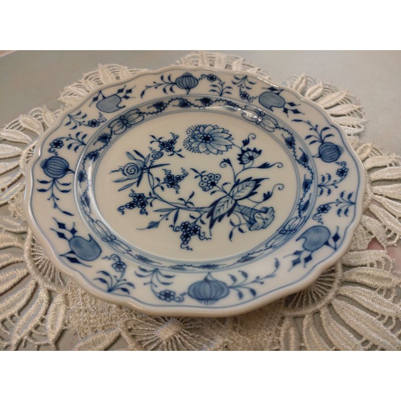 約1960年/德國麥森 Meissen 瓷器/藍洋蔥 瓷盤/直徑約18cm