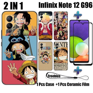 2 合 1 一體式手機殼,帶鋼化玻璃,適用於 Infinix Note 12 G96 手機殼和曲面陶瓷螢幕保護膜