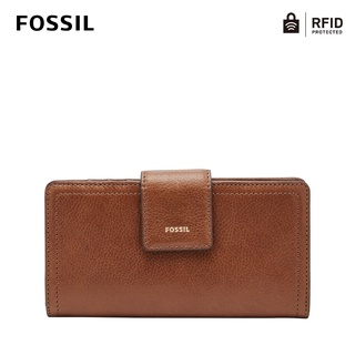 【FOSSIL】Logan 咖啡色真皮拉鍊中長夾SL7830200