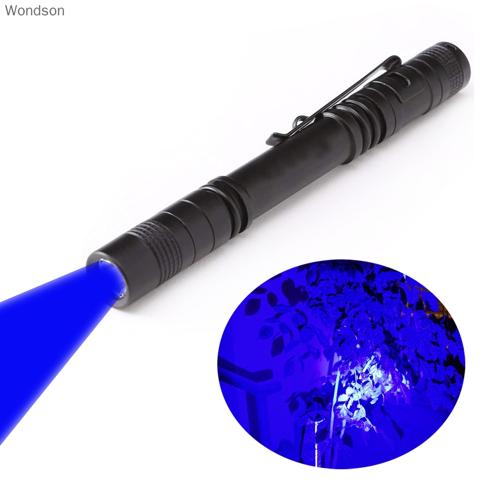 筆燈 藍光LED手電筒 460nm防水便攜式帶筆夾科研燈釣魚夜釣燈手電筒