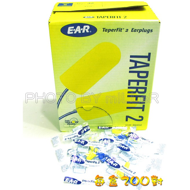 【含稅-可統編】美國原裝進口 3M EAR 最知名耳塞製造商 TaperFit 2 圓錐型(有線) 盒裝200付