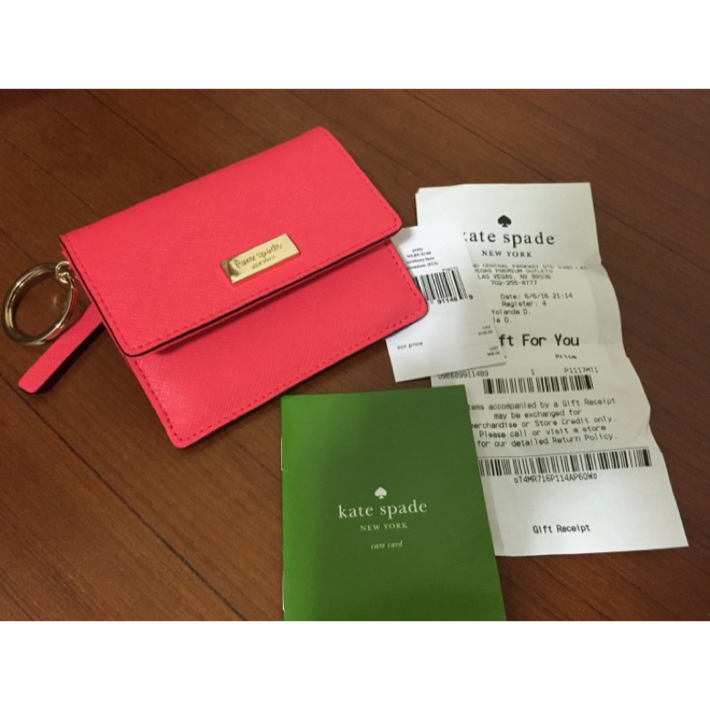 Kate spade 十字紋真皮短夾 零錢包 鑰匙包 附購買證明