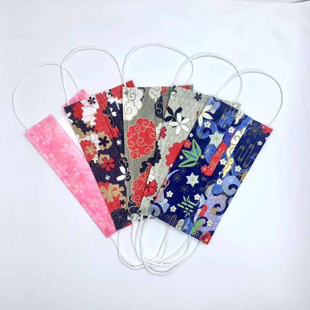 和風款花紋口罩大人 兒童50片混搭款 蝦皮購物