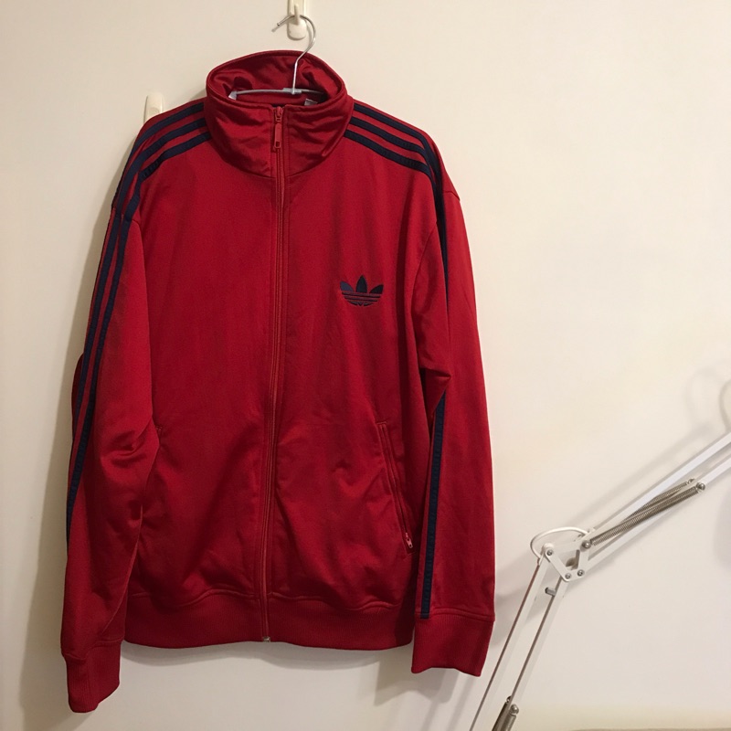 正版愛迪達adidas 運動外套 三葉草original 古著 三線外套 紅色 黑色 正品 街舞