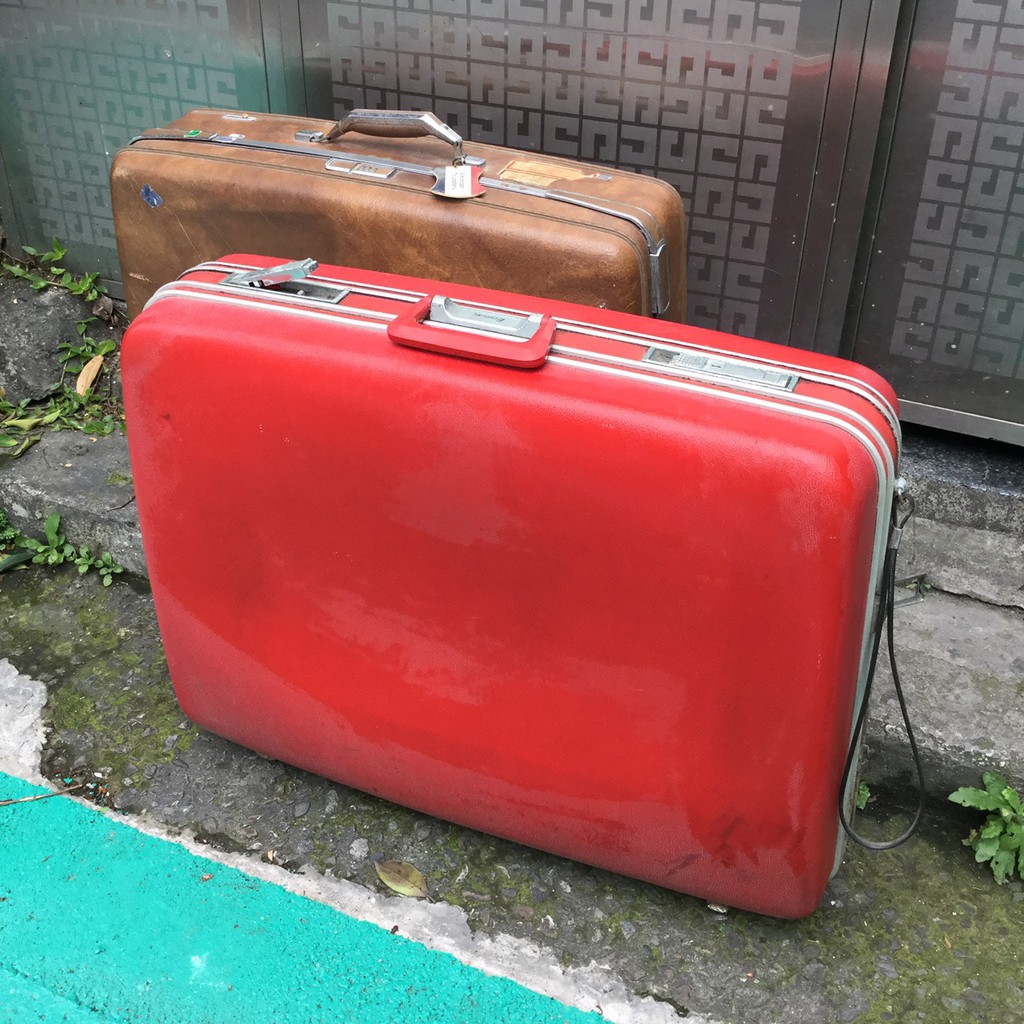 老件旅行箱，紅色 Echolac 愛可樂 行李箱，大型行李箱，台北面交 古董皮箱 二手旅行箱