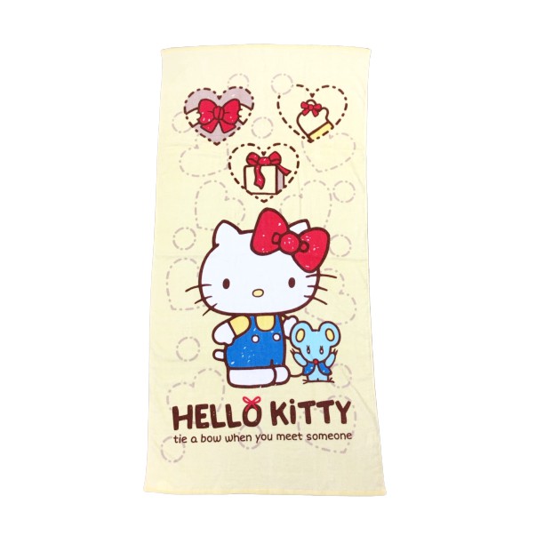 【Sanrio三麗鷗】凱蒂貓蝴蝶結禮物浴巾 100%棉 76x152cm