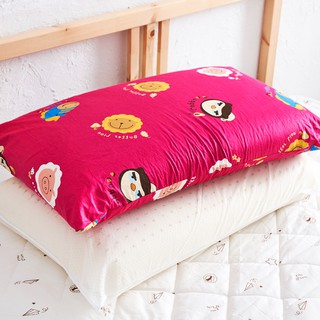 純布套【奶油獅】同樂會系列-100%精梳純棉信封式標準枕通用枕頭套(莓果紅)-多入組