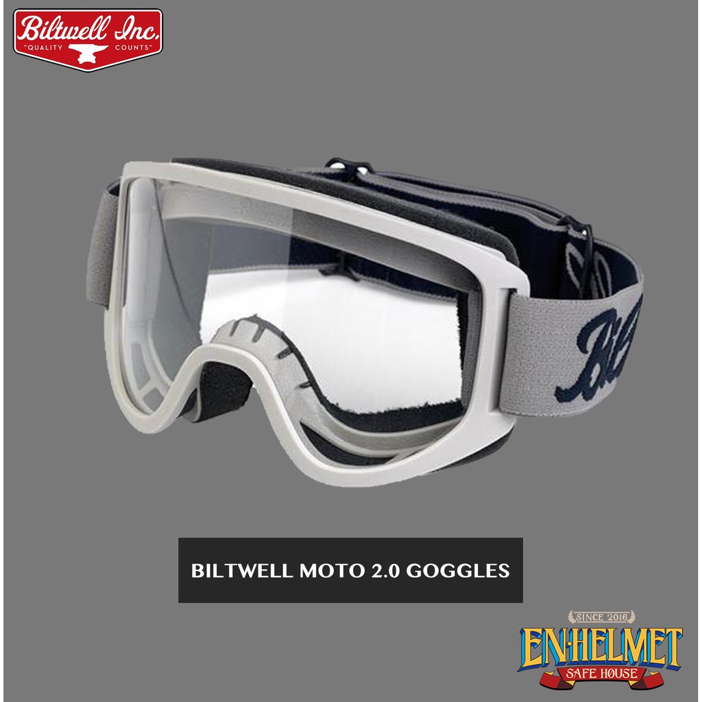 『EN安全帽』免運 Biltwell MOTO 2.0 風鏡 越野 復古 鏡片可替換 Goggle 灰色