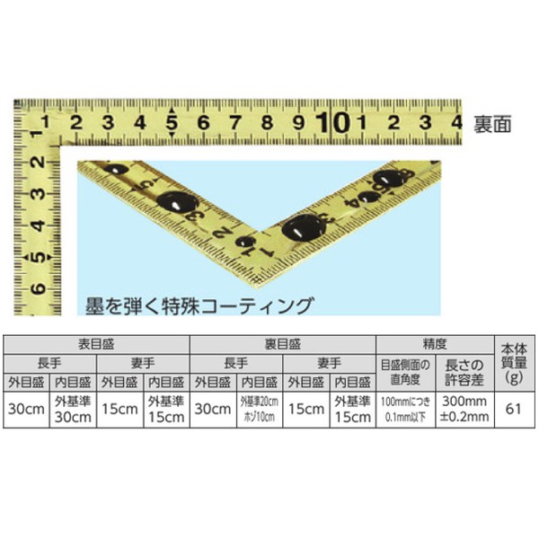 工具屋 含稅 Sk 新潟精機gct 30ckd 黃金曲尺鳶角厚30公分鐵工角尺快段目盛木工日本製 蝦皮購物