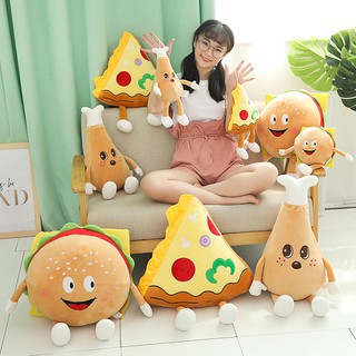 FAT CAT 日韓系精品☆模擬食物3D漢堡絨毛玩具布娃娃披薩沙發靠墊吐司抱枕熱狗兒童玩偶生日禮物活動禮品☆批價$250